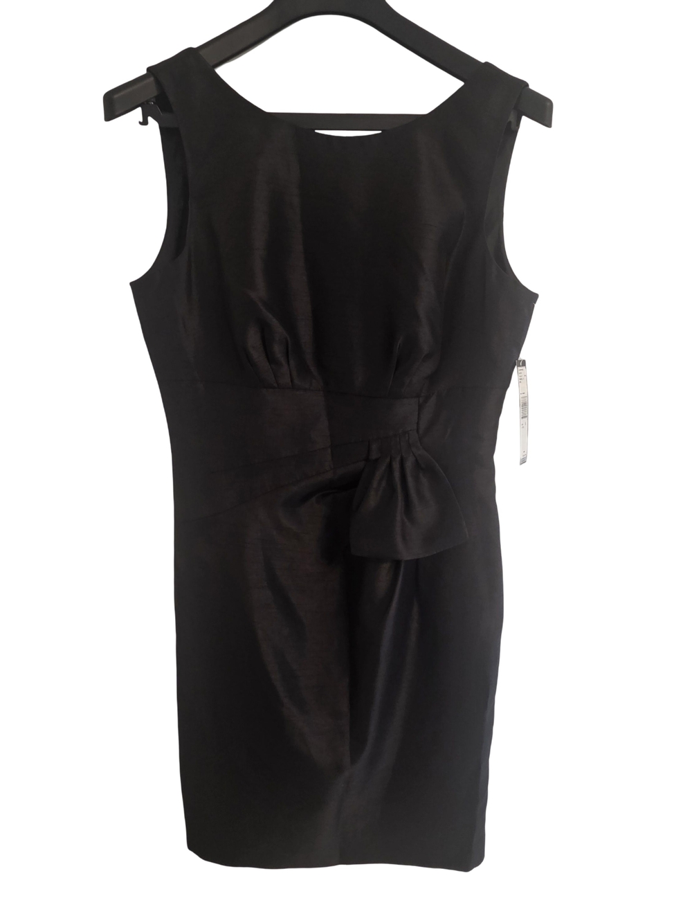 Tahari Black Sleeveless Midi Sheath Dress with Waist Bow